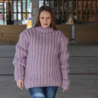 One available in size 6XL, Suri Alpaca Sweater, Chunky Knit, Hand Knitted Crewneck T2220