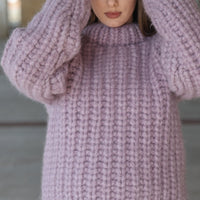One available in size 6XL, Suri Alpaca Sweater, Chunky Knit, Hand Knitted Crewneck T2220