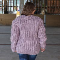 One available in size 6XL, Suri Alpaca Sweater, Chunky Knit, Hand Knitted Crewneck T2220