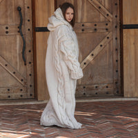 Long Wool Cardigan, Cable Knit Duster, Hand Knit Button Front T2207