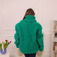 Chunky Red Alpaca Sweater, 20-Strand Hand Knitted Turtleneck, Fluffy Warm Winter Pullover T1832 (Copy)