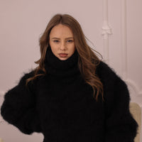 40 strand Yak Merino Sweater, Extra Chunky Knit, Hand Knitted Heavy Pullover T2231