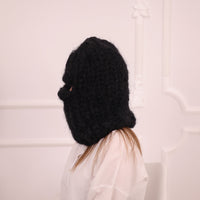 Extra Chunky Black Mohair Balaclava with Full Face Coverage , 30 strands of yarnn T2095
