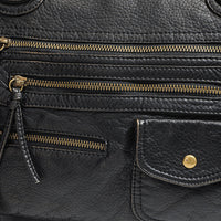 Women's Fashionable Distressed Multi-pocket Leather Handbag MDA0889H1Y