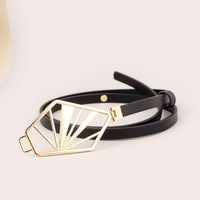 Women's Neutral - Brown Minimalist Leather Geometric Belt MDA0660H5I
