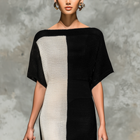 Women's Minimalist Knitted Boat Neck Short-sleeved Maxi Dress MDZ0969A4Y