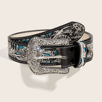Women's Embossed Rhinestone PU Leather Personalized Belt MDA0495H9T