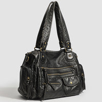 Women's Fashionable Distressed Multi-pocket Leather Handbag MDA0889H1Y