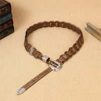 Women's Elegant Western - Style Faux Leather Floral - Embossed Waist Belt MDA1699H5I