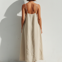 Women's Lightweight Linen Swing Dress With Loose Fit & Asymmetric Hem, Contemporary Effortless-Elegant Style Dress MDZ1369D3LYL
