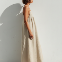 Women's Lightweight Linen Swing Dress With Loose Fit & Asymmetric Hem, Contemporary Effortless-Elegant Style Dress MDZ1369D3LYL