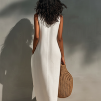 Women's Minimalist Sleeveless Maxi Dress With Cutout Neckline MDZ1206B6Y