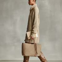 Women's Camel Elegant Button - Front Oversized Mini Cardigan Dress MDA1086J2I
