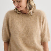 Brushed Cashmere T-Shirt - Soft Beige