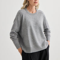 Cashmere Oversized Crewneck - Grey Marle