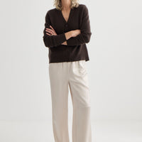 Cashmere V-Neck Cardigan - Bitter Chocolate