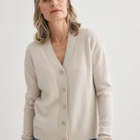 Cashmere V-Neck Cardigan - Oyster