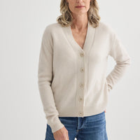 Cashmere V-Neck Cardigan - Oyster