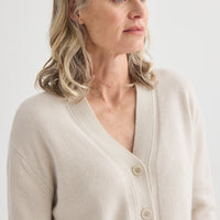 Cashmere V-Neck Cardigan - Oyster