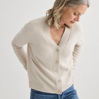 Cashmere V-Neck Cardigan - Oyster