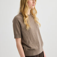 Cashmere Short Sleeve Crew Neck - Cocoa Marle