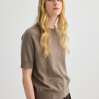 Cashmere Short Sleeve Crew Neck - Cocoa Marle