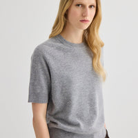 Cashmere Short Sleeve Crew Neck – Grey Marle