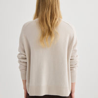 Oversized Pure Cashmere Crew Neck - Oyster