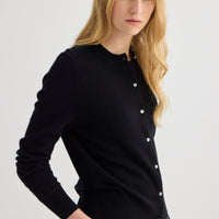 Cashmere Crew Neck Cardigan - Black