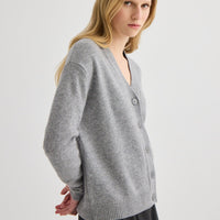 Cashmere V-Neck Cardigan - Grey Marle