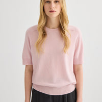 Cashmere Short Sleeve Crew Neck - Blush Pink