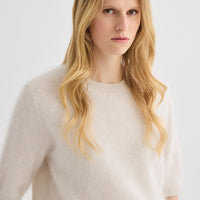 Brushed Cashmere T-Shirt - Oyster