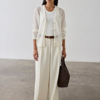 Simone Wide Leg Trouser - Cream