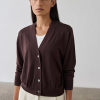 Merino V-Neck Cardigan - Dark Bordeaux