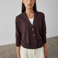 Merino V-Neck Cardigan - Dark Bordeaux