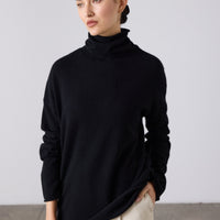 Mara Cashmere Funnel Neck - Black