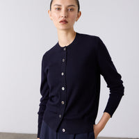 Sylvia Merino Knit Cardigan - Navy