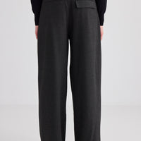 Wide Leg Pleat Front Trouser - Graphite
