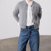 Boxy Cashmere Cardigan - Grey Marle