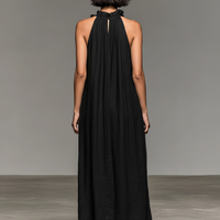 Women's Minimalist Linen-blend Sleeveless Maxi Dress With Ruffle Details MDZ1622A0Y