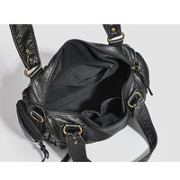 Women's Fashionable Distressed Multi-pocket Leather Handbag MDA0889H1Y