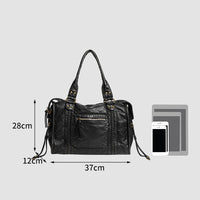 Women's Fashionable Distressed Multi-pocket Leather Handbag MDA0889H1Y