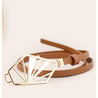 Women's Neutral - Brown Minimalist Leather Geometric Belt MDA0660H5I