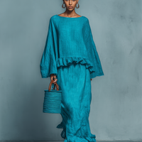 Women's Minimalist Linen Blend Blouse And Straight Skirt Set MDA1655L9Y
