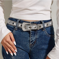 Women's Glamorous Rhinestone - Embellished Buckle Belt MDA1645H3I