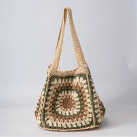 Women's One-Shoulder Magnetic Buckle Large-Capacity Woven Bag MDA0487H3I