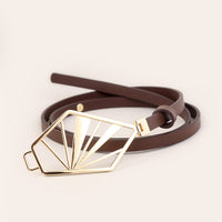 Women's Neutral - Brown Minimalist Leather Geometric Belt MDA0660H5I