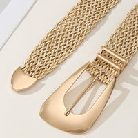 Women's Gold Chic Cotton And Linen Braided Imitation Metal Belt MDA1606H0I