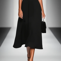 Women's Colorblock Square Neck Cap Shoulder Sleeve Waist Midi Dress MDA2447F4Y