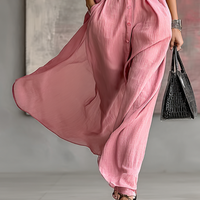Women's Solid Color Lapel Long Sleeve Single Breasted Belt Maxi Shirt Dress MDA0917G0Y